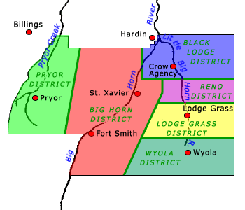 Map: Crow Reservation Districts, 2000